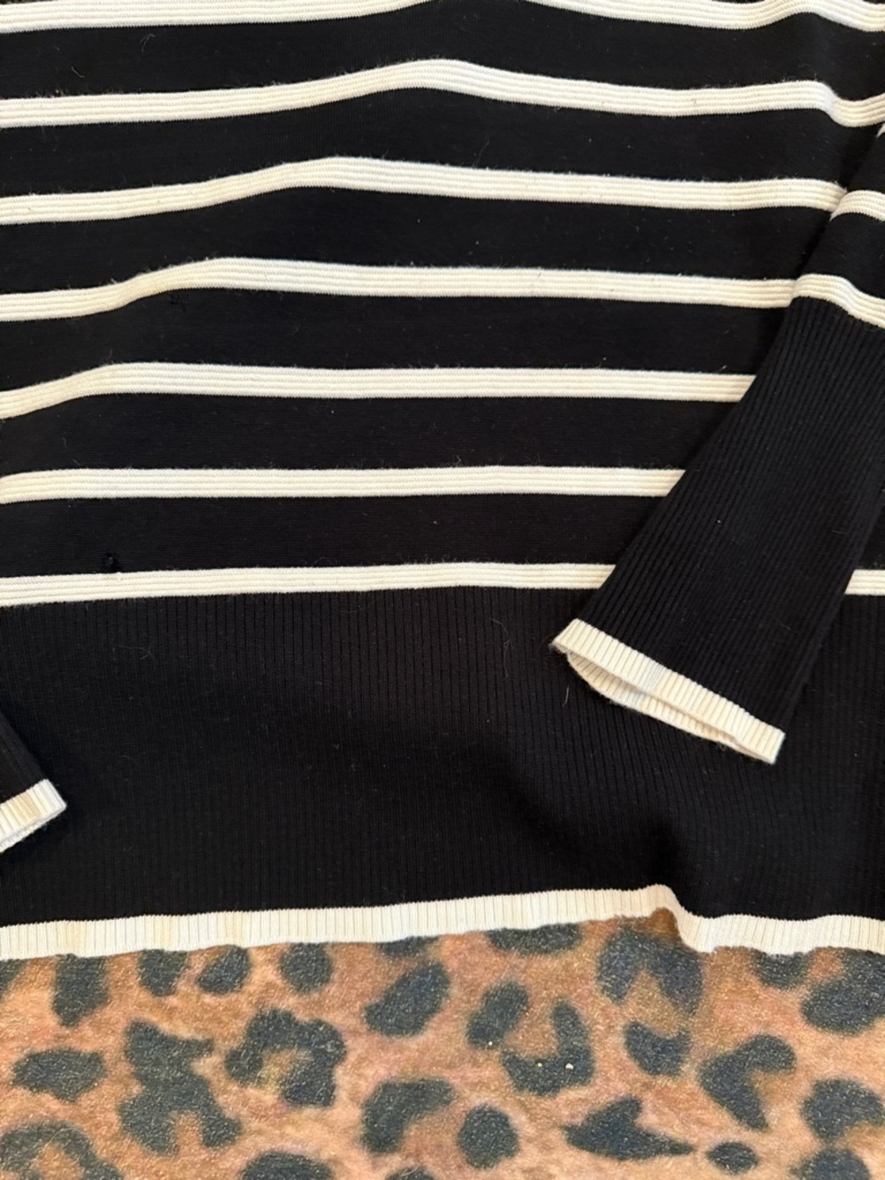 Striped Black and White Crew Neck Sweater - Picture 3 of 4